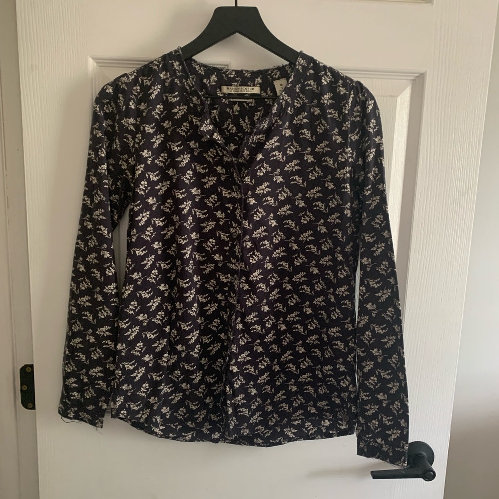 Scotch & Soda Navy and Cream Patterned Blouse